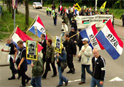 NVU-demonstratie met rechts op de voorgrond Michel Boerboom